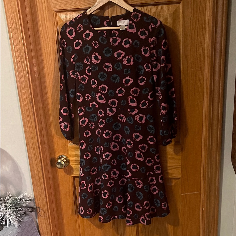 LOFT Pink and Blue Floral Dress